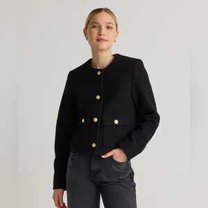 NWOT Quince 100% Merino Wool Collarless Cropped Lady Jacket Large L